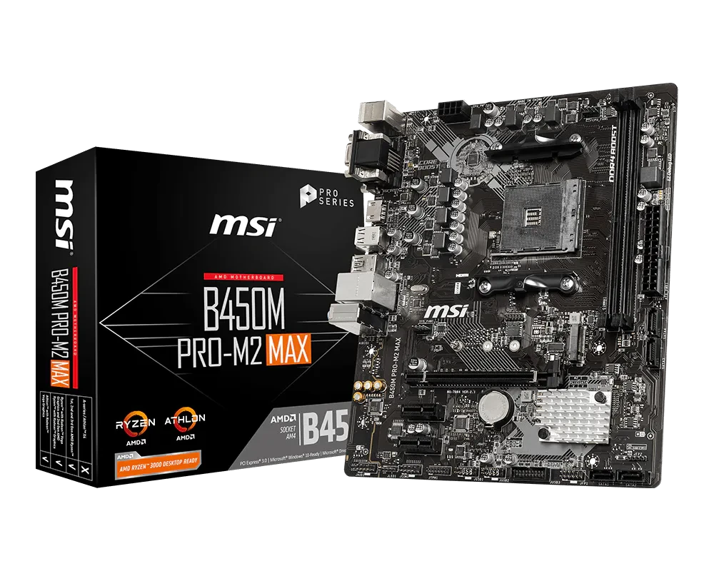 MSI B450M PRO-M2 MAX AMD AM4 Gaming Motherboard(used)